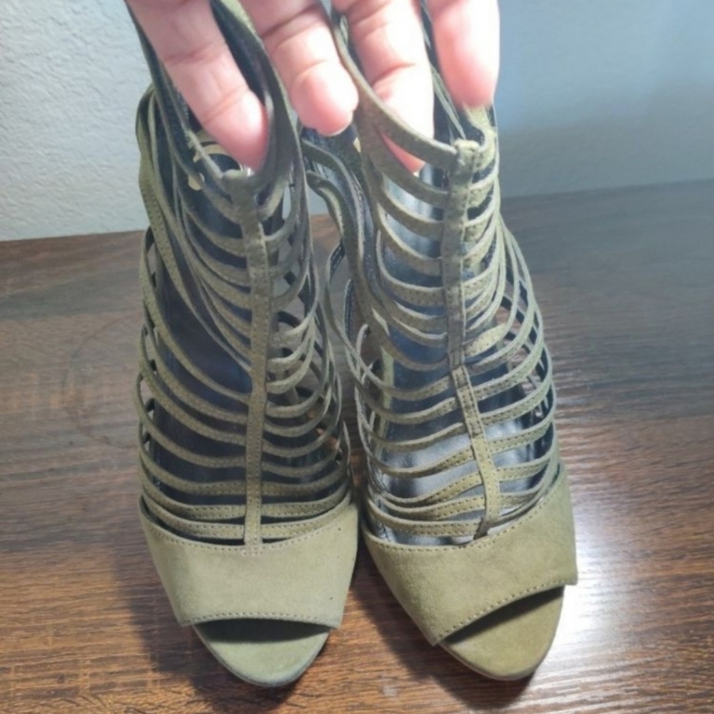 Olive green fashion heels